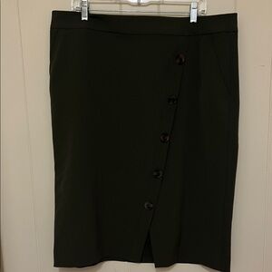 Liz Claiborne Dark Green Button-Front Pencil Skirt